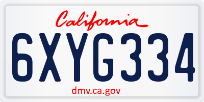 CA license plate 6XYG334