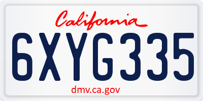 CA license plate 6XYG335