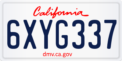 CA license plate 6XYG337