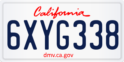 CA license plate 6XYG338