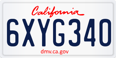 CA license plate 6XYG340