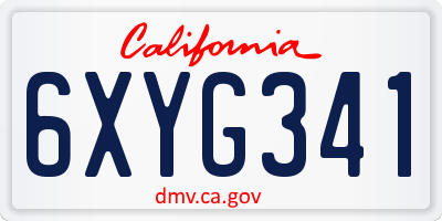 CA license plate 6XYG341