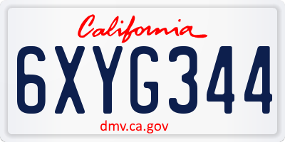 CA license plate 6XYG344