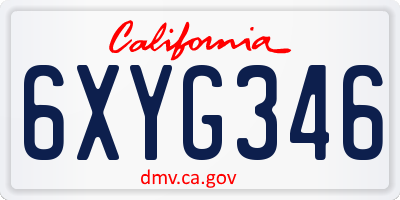CA license plate 6XYG346
