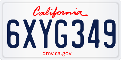 CA license plate 6XYG349