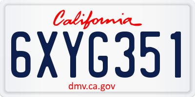CA license plate 6XYG351