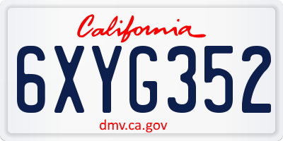 CA license plate 6XYG352