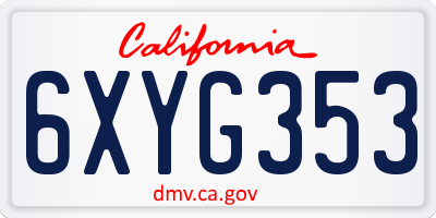 CA license plate 6XYG353