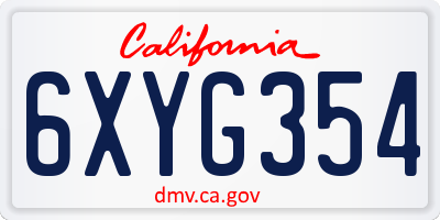 CA license plate 6XYG354
