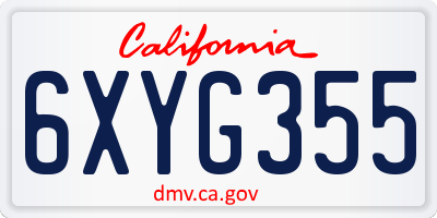 CA license plate 6XYG355