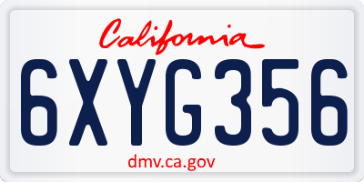 CA license plate 6XYG356