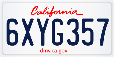 CA license plate 6XYG357