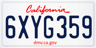 CA license plate 6XYG359