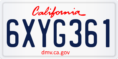 CA license plate 6XYG361
