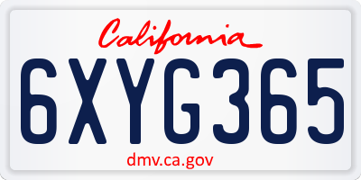 CA license plate 6XYG365