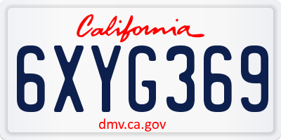 CA license plate 6XYG369