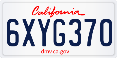 CA license plate 6XYG370