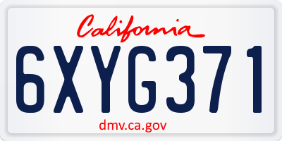 CA license plate 6XYG371