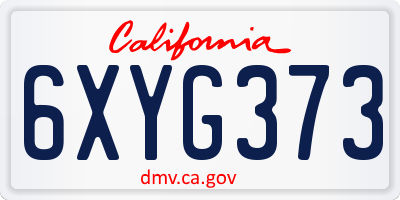 CA license plate 6XYG373