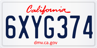 CA license plate 6XYG374