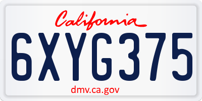 CA license plate 6XYG375