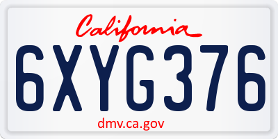 CA license plate 6XYG376