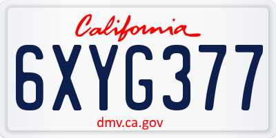 CA license plate 6XYG377