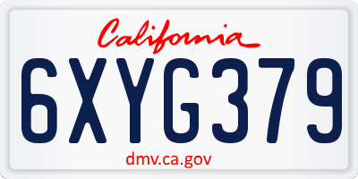 CA license plate 6XYG379