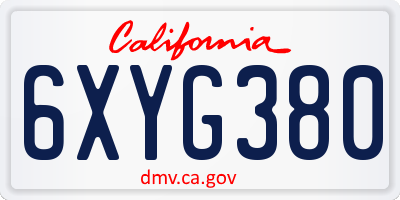 CA license plate 6XYG380