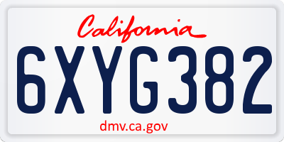 CA license plate 6XYG382