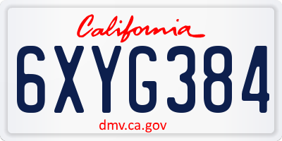 CA license plate 6XYG384