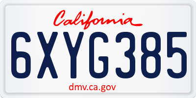 CA license plate 6XYG385