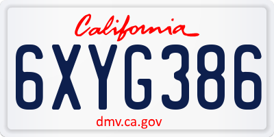 CA license plate 6XYG386