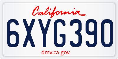 CA license plate 6XYG390