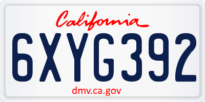 CA license plate 6XYG392