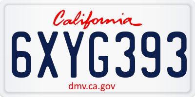 CA license plate 6XYG393