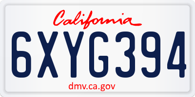 CA license plate 6XYG394