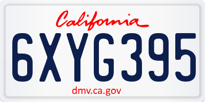 CA license plate 6XYG395