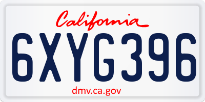 CA license plate 6XYG396