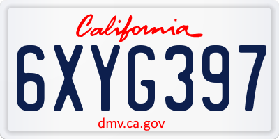 CA license plate 6XYG397