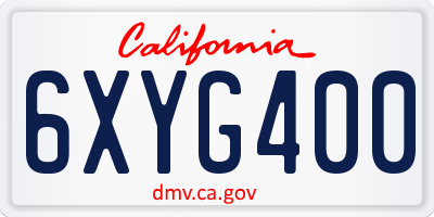 CA license plate 6XYG400