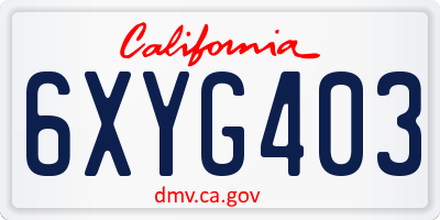 CA license plate 6XYG403