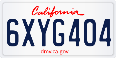 CA license plate 6XYG404