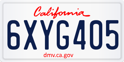 CA license plate 6XYG405