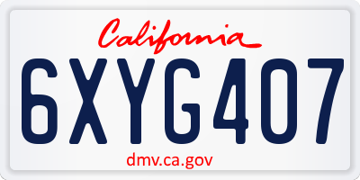 CA license plate 6XYG407
