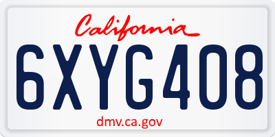 CA license plate 6XYG408