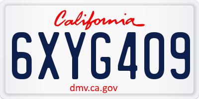 CA license plate 6XYG409