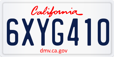 CA license plate 6XYG410