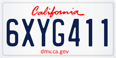 CA license plate 6XYG411