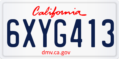 CA license plate 6XYG413